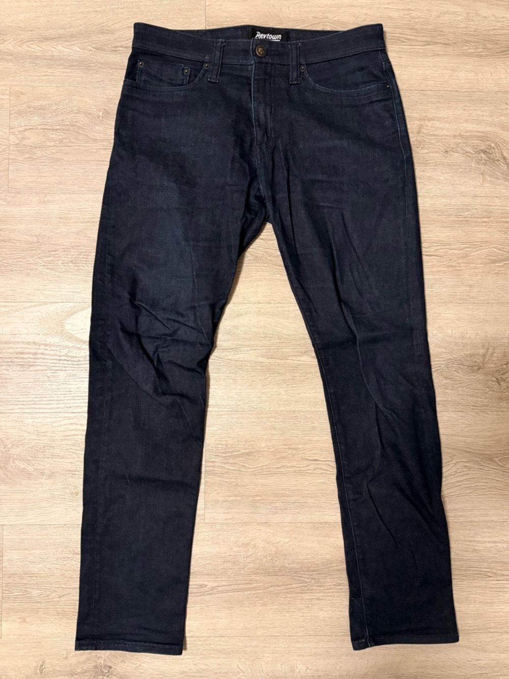 Revtown Men’s Sharp Slim Straight Denim Stretch Jeans ‘Dark Indigo’ Size 32x32